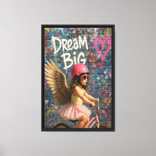 Dream Big Angel Girl Bike Canvas Art Print