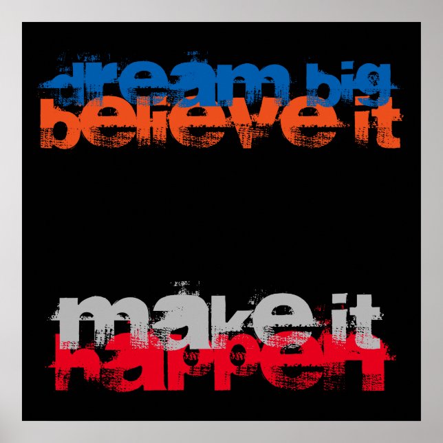 Dream Big Believe It Make It Happen Inspirational Poster (Front)