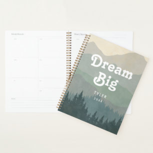 Dream Big Blue Boho Mountains Retro Planner