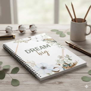 Dream Big Boho Chic Pampas Grass Inspiring Quote Notebook