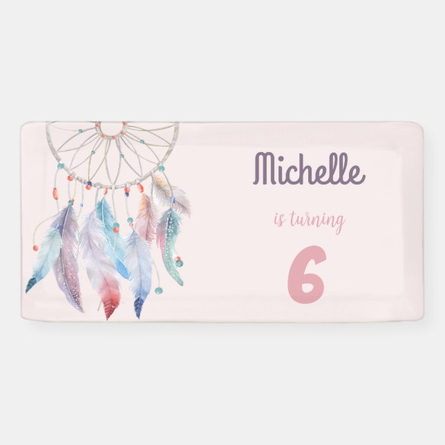 Dream Big Boho Dreamcatcher Birthday Banner (Horizontal)