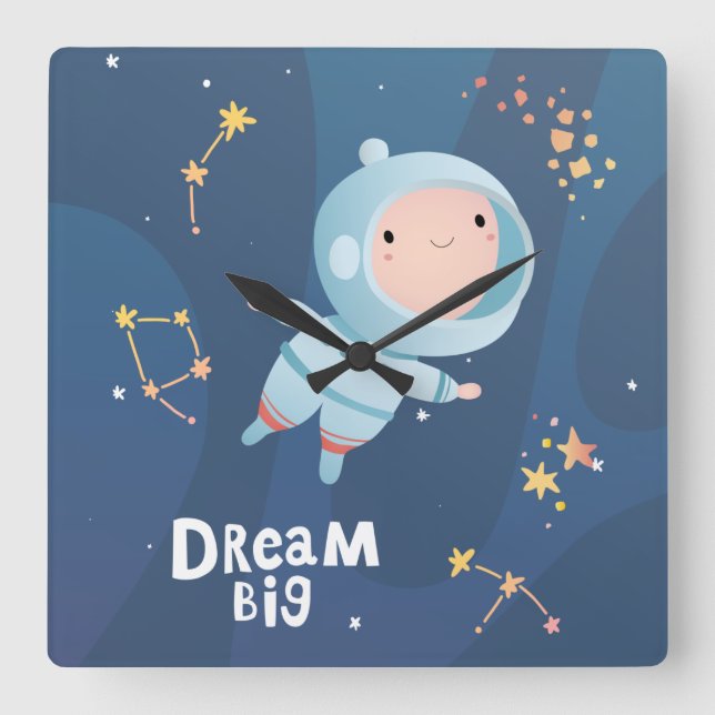 Dream Big Boy Astronaut Acrylic Wall Clock (Front)