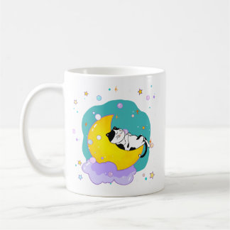 "Dream Big" Cat Sleep on Moon Inspirational Quote Coffee Mug