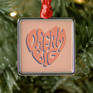Dream Big: Coral and Apricot Motivational Advice Metal Tree Decoration
