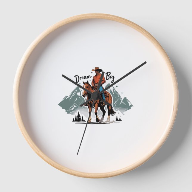Dream Big- Cowboy Riding Horse Clock (Front)