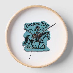 Dream Big- Cowgirl Riding Horse Clock