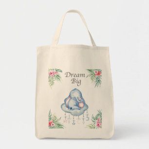 Dream Big   Cute Baby Elephant Floral Diaper Tote Bag
