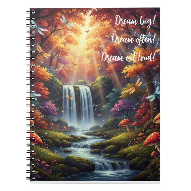 "Dream big" dragonflies and Mystical Forest Notebook (Front)