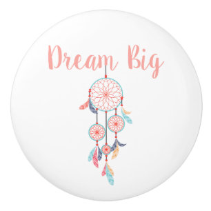 Dream Big Dreamcatcher Bohemian Dream Catcher Ceramic Knob