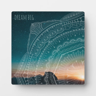 Dream Big Elegant Sunset Starry Night Sky Mandala Plaque