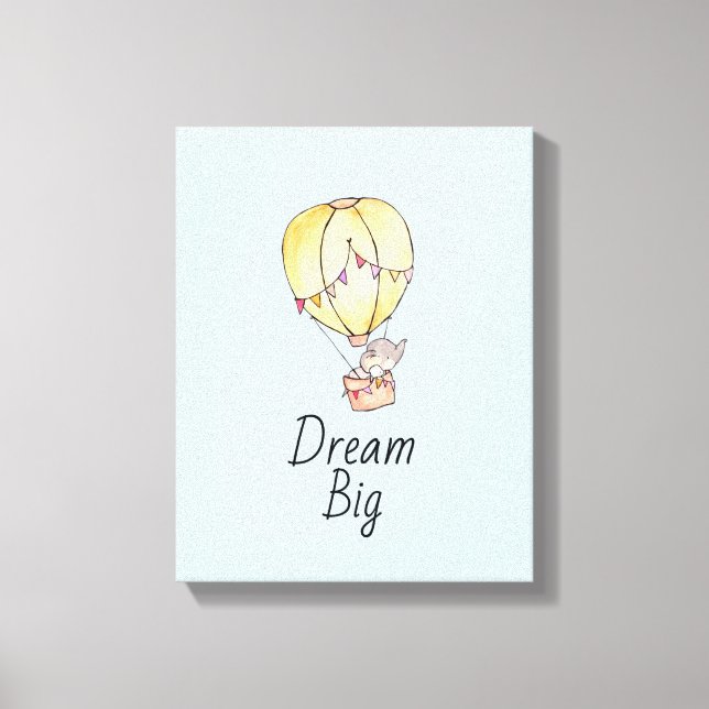 Dream Big Elephant Balloon Canvas Print (Front)