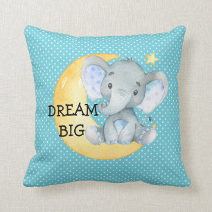 Dream Big Elephant Cute Baby Boy Nursery Gift Cushion