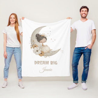 Dream Big Fairy Moon Child – Personalised Name Fleece Blanket