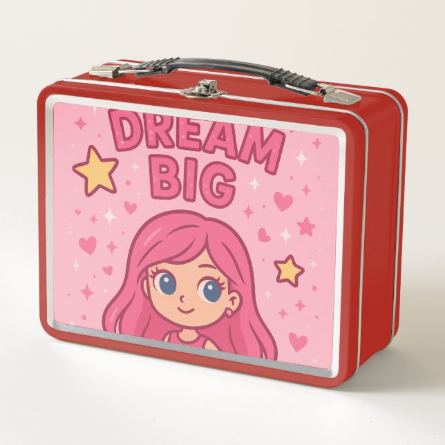 Dream Big Girls Lunch Bag Metal Lunch Box (Front)