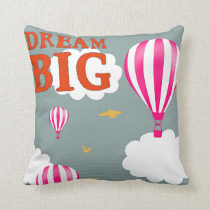 Dream big hot air balloon nursery motivation quote cushion