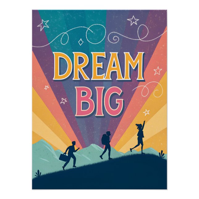 Dream Big Inspirational Motivational Wall Art Post (Front)