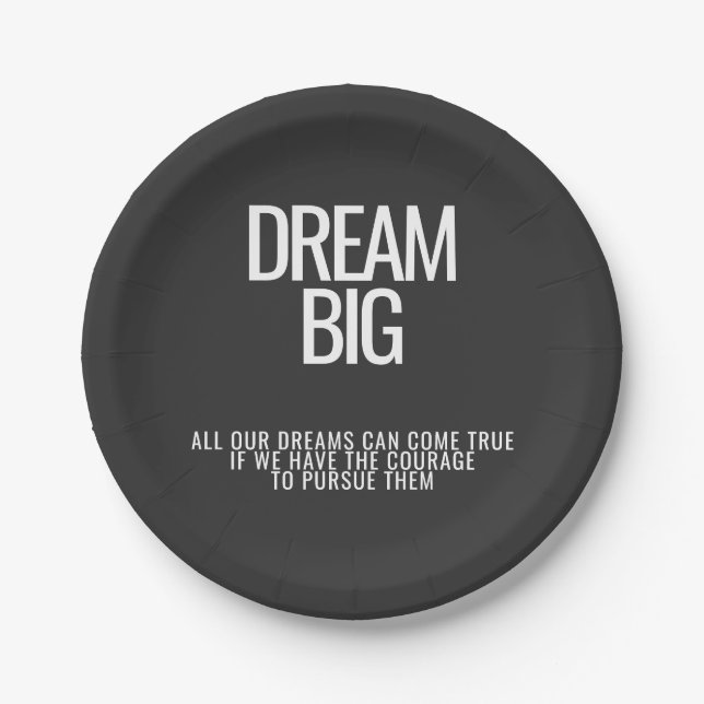Dream Big Inspirational Paper Plate  (Front)
