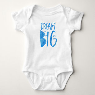 Dream Big, inspirational quote, blue watercolor Baby Bodysuit