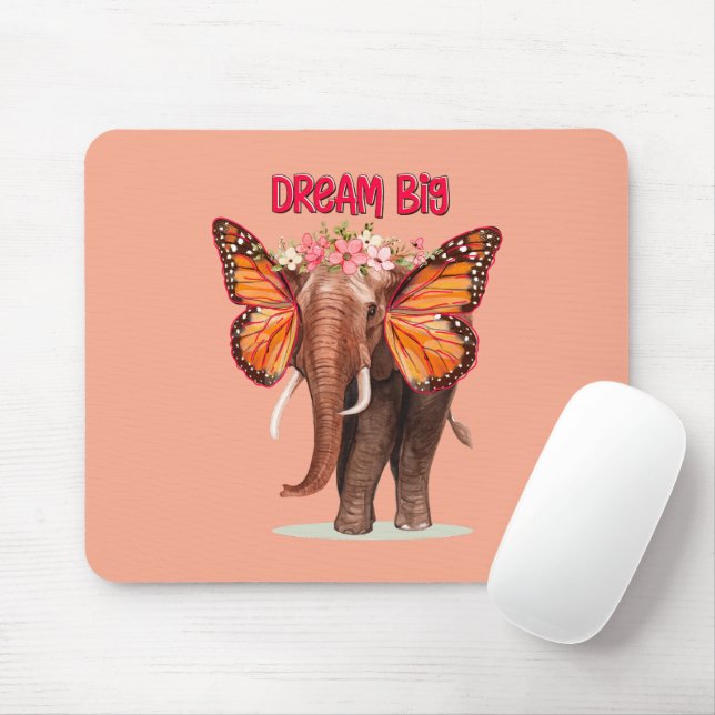 Dream Big Like An Elephant Inspirational Mouse Mat (With Mouse)