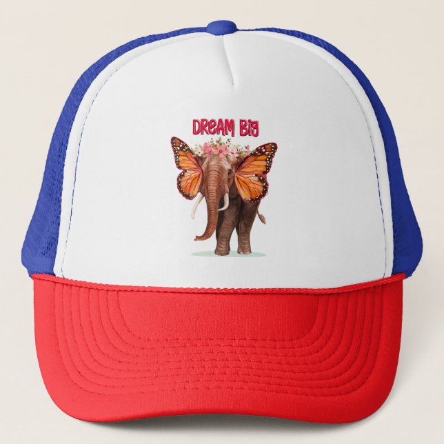 Dream Big Like An Elephant Inspirational Trucker Hat (Front)