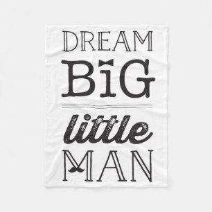 Dream Big Little Man - Moustache And Bow Tie Baby Fleece Blanket