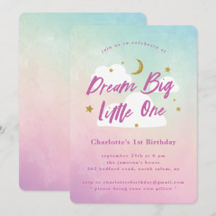 Dream Big Little One 1st Birthday Invitation