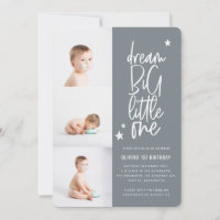 Dream big little one 1st birthday photo card