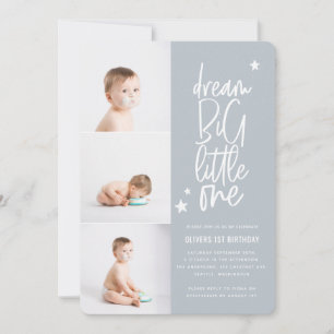 Dream big little one 1st birthday photo card