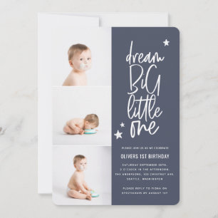 Dream big little one 1st birthday photo card