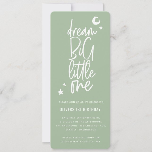 Dream big little one 1st birthday photo card (Front)