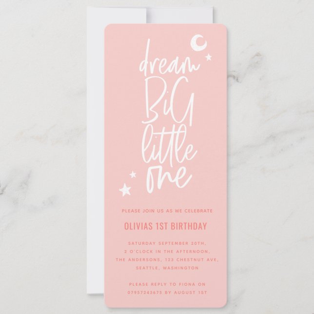 Dream big little one 1st birthday photo card (Front)