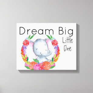 Dream Big Little One Baby Girl Elephant Canvas Print