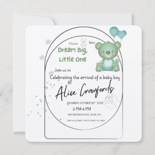 Dream Big Little One Baby Shower Invitation   Tedd