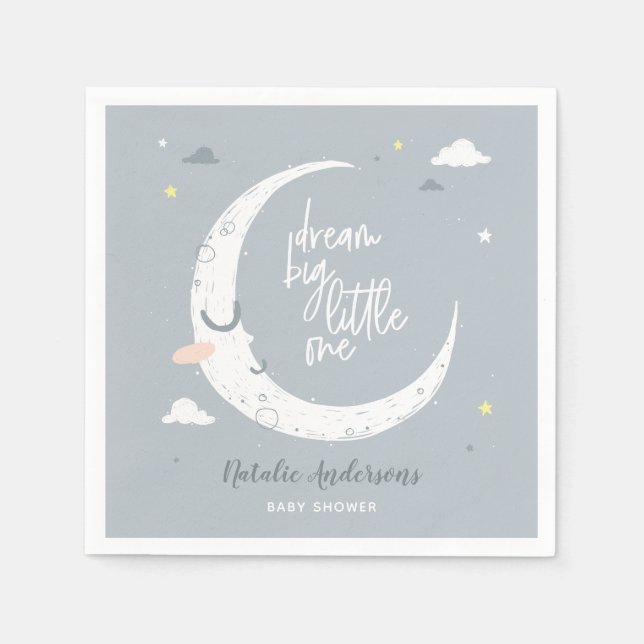 Dream big little one baby shower party napkin (Front)