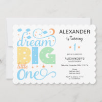 Dream Big Little One Blue Baby Boy 1st Birthday