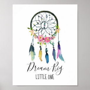 Dream Big Little One Dreamcatcher Baby Nursery Poster
