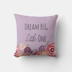 Dream Big Little One Flower Purple Throw Pillow