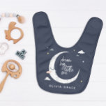Dream big little one moon   clouds personalised bib<br><div class="desc">Dream big little one baby shower party design. With cute moon,  stars and cloud design. Part of a collection.</div>