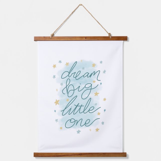Dream Big Little One Pastel Stars Hanging Tapestry (Front)