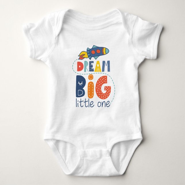 Dream Big Little One Rocket Baby Bodysuit (Front)