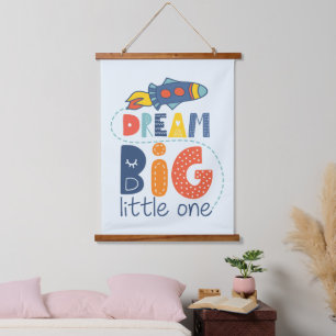 Dream Big Little One Rocket Hanging Tapestry