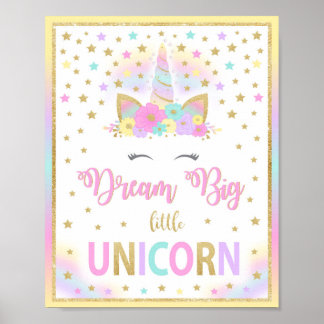 Dream Big little Unicorn Sign, Birthday Party Sign