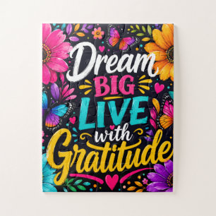 Dream Big Live with Gratitude-Butterfly Inspiratio Jigsaw Puzzle