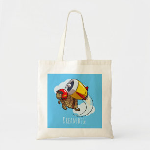 Dream Big! Motivational Dynamic Tortoise Cartoon Tote Bag