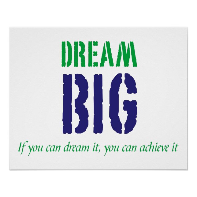 Dream Big Motivational Words Poster (Front)