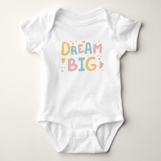 Dream Big Pastel Hearts Baby Bodysuit (Front)