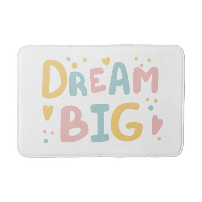 Dream Big Pastel Hearts Bath Mat (Front)