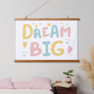 Dream Big Pastel Hearts Hanging Tapestry