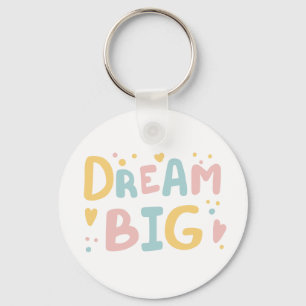 Dream Big Pastel Hearts Key Ring