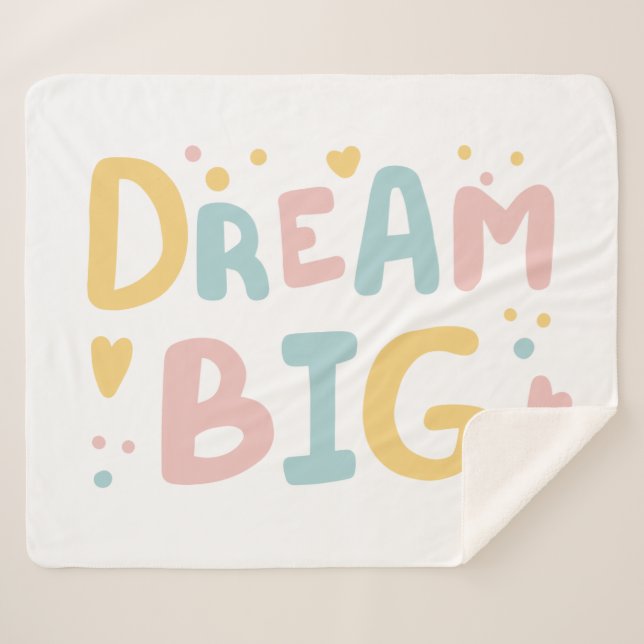 Dream Big Pastel Hearts Sherpa Blanket (Front (Horizontal))